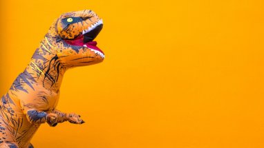 Dinozawrlaryň keşbindäki egin-eşikli üýşmeleňi Ginnesiň rekordlar kitabyna girizmek isleýärler