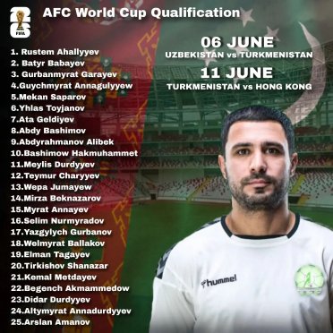 The Turkmenistan national football team announced the composition for the June 2026 World Cup qualifying matches