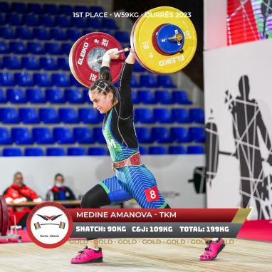 Weightlifter Medine Amanova wins a gold medal at the Youth World Championships in Albania