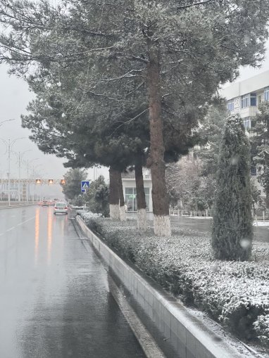 В Ашхабаде выпал первый в 2023 году снег