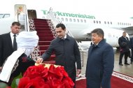 President of Turkmenistan Serdar Berdimuhamedov arrived on a working visit to the Kyrgyz Republic to participate in the next meeting of the Council of Heads of State of the CIS