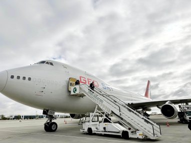 A Georgian airline cargo plane landed at Turkmenabat airport for the first time