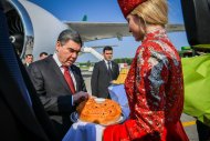 Фоторепортаж: Президент Туркменистана прибыл в Казань и ознакомился с выставкой промышленной продукции Татарстана