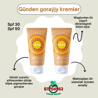 Gün şöhlesinden goraýjy kremler Faberlic Leto 30 SPF, 50 SPF by Aýbölek Faberlic Aşgabat Parfumeriýa Kosmetika Ashgabat Faberlik Turkmenistan Фаберлик Туркменистан şahsy ideg, ýüz idegi 