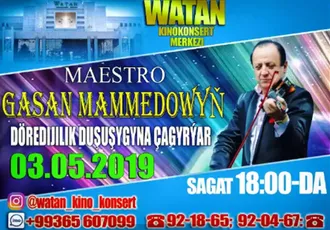 On May 3, a solo concert of Gasan Mamedov will take place in Ashgabat