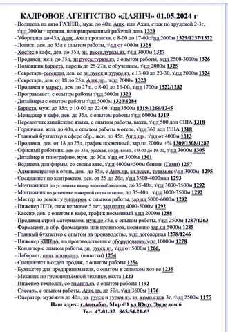 Свободные вакансии от Кадровое агентство 